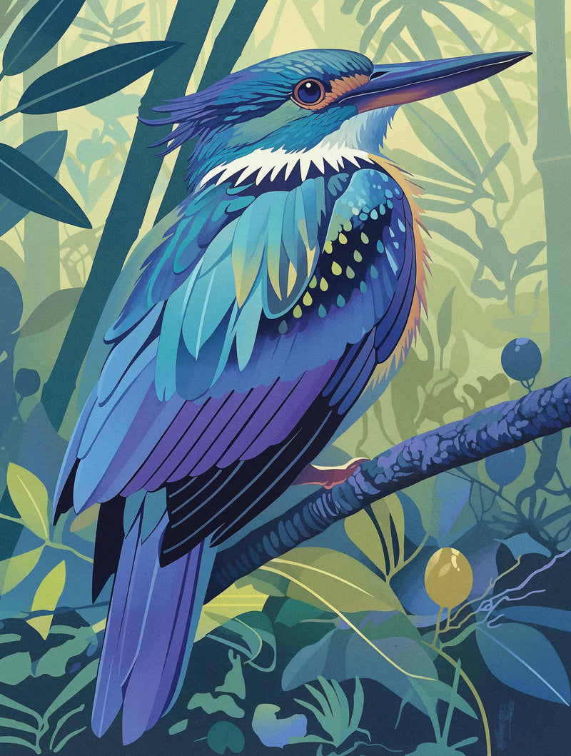 Tropical Splendor - Kingfisher in Lush Jungle