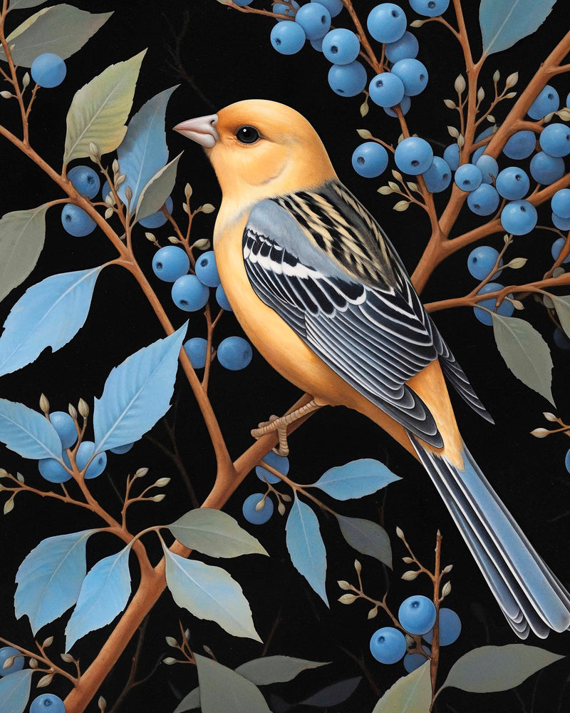 Bounty of Blue - Oriole Amidst Berries