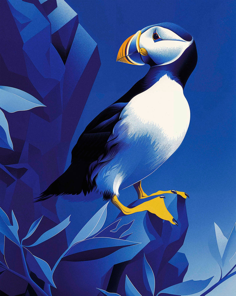 Arctic Sentinel - Puffin on Rocky Cliff