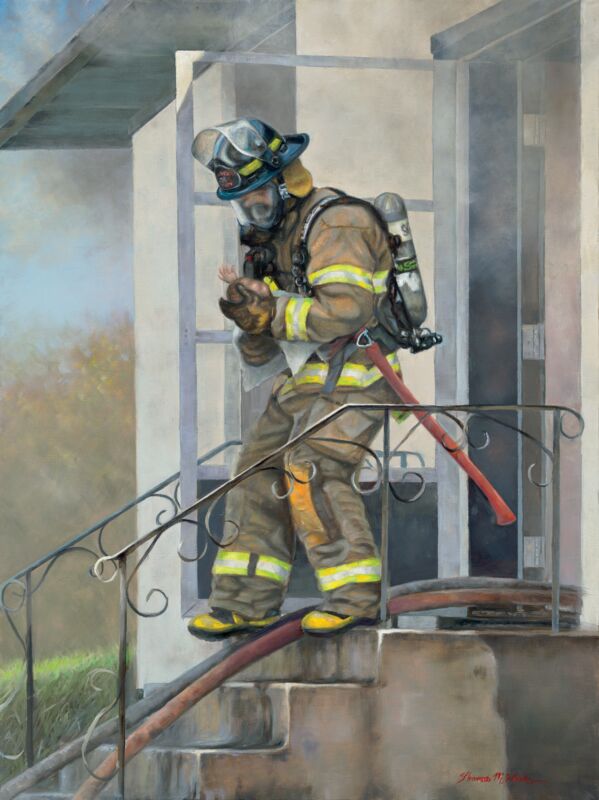 In Time—Firefighter and Baby by Tom Wosika