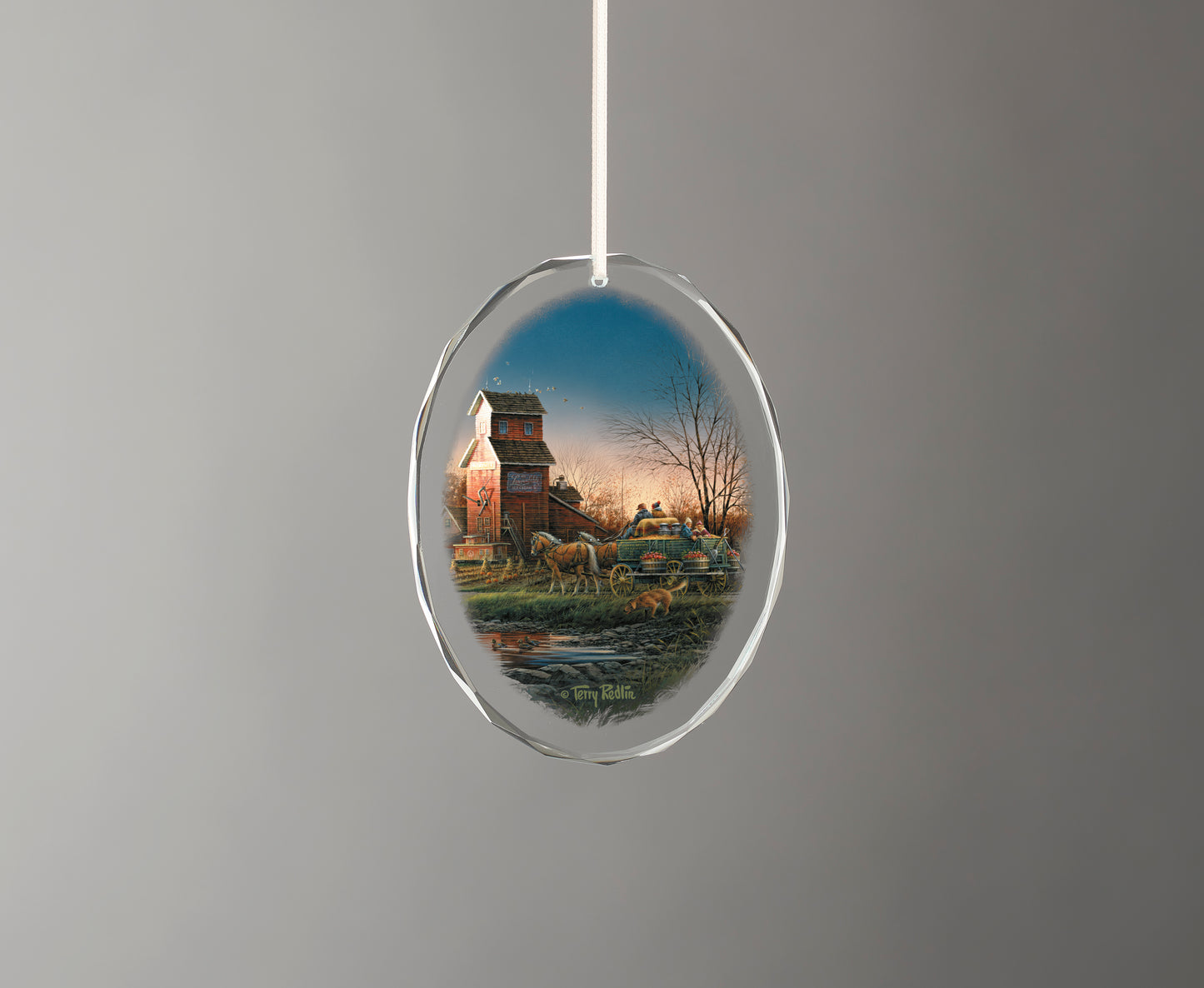 Above the Fruited Plain - America the Beautiful Series - 3.5" x 3" Oval Glass Ornament