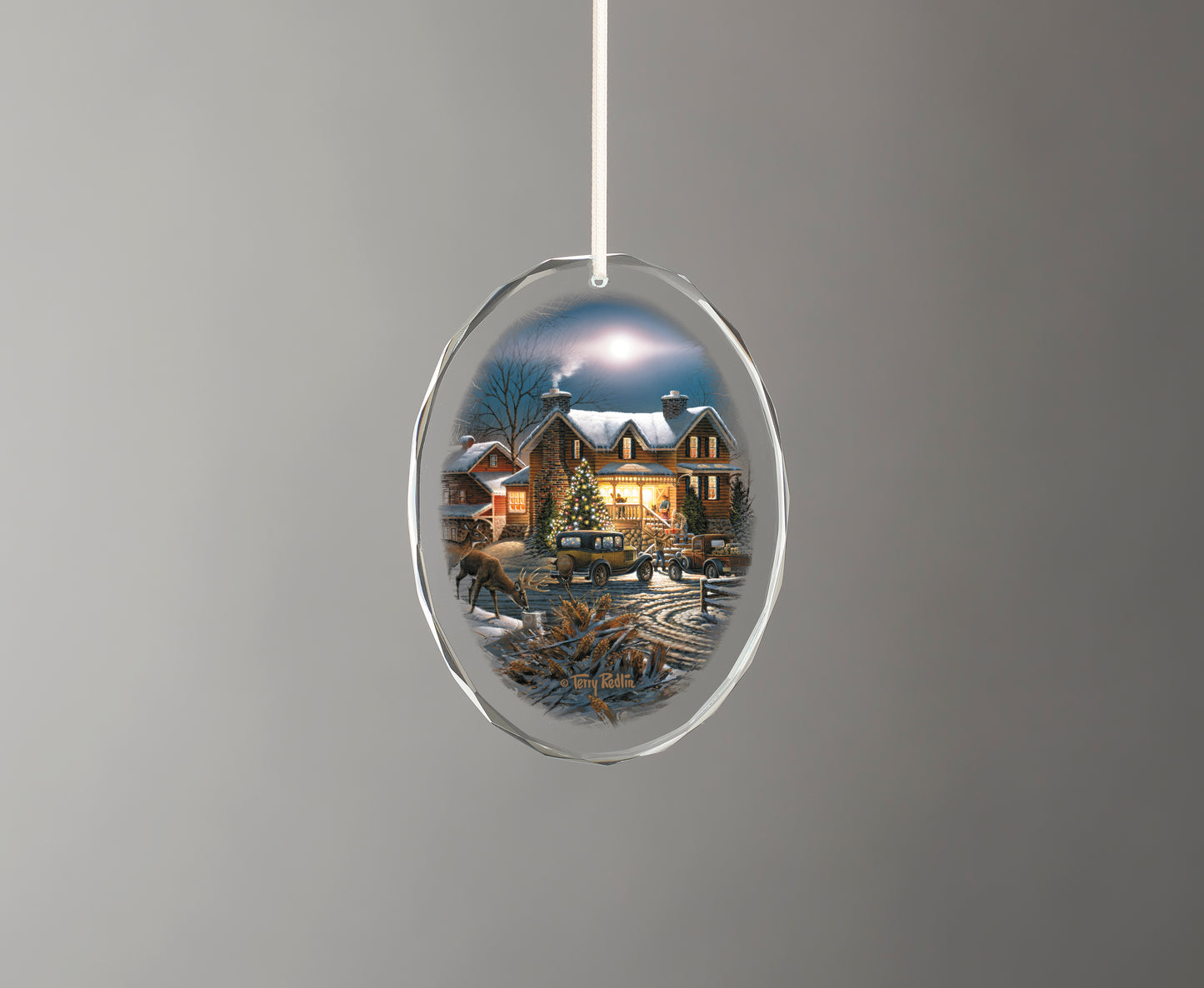 And Crown Thy Good With Brotherhood - America the Beautiful Series - 3.5" x 3" Oval Glass Ornament