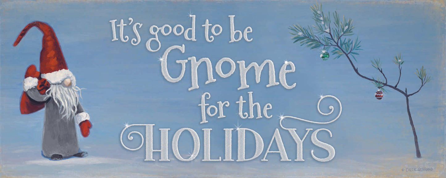 Gnome for the Holidays - 12" x 30" Wood Sign