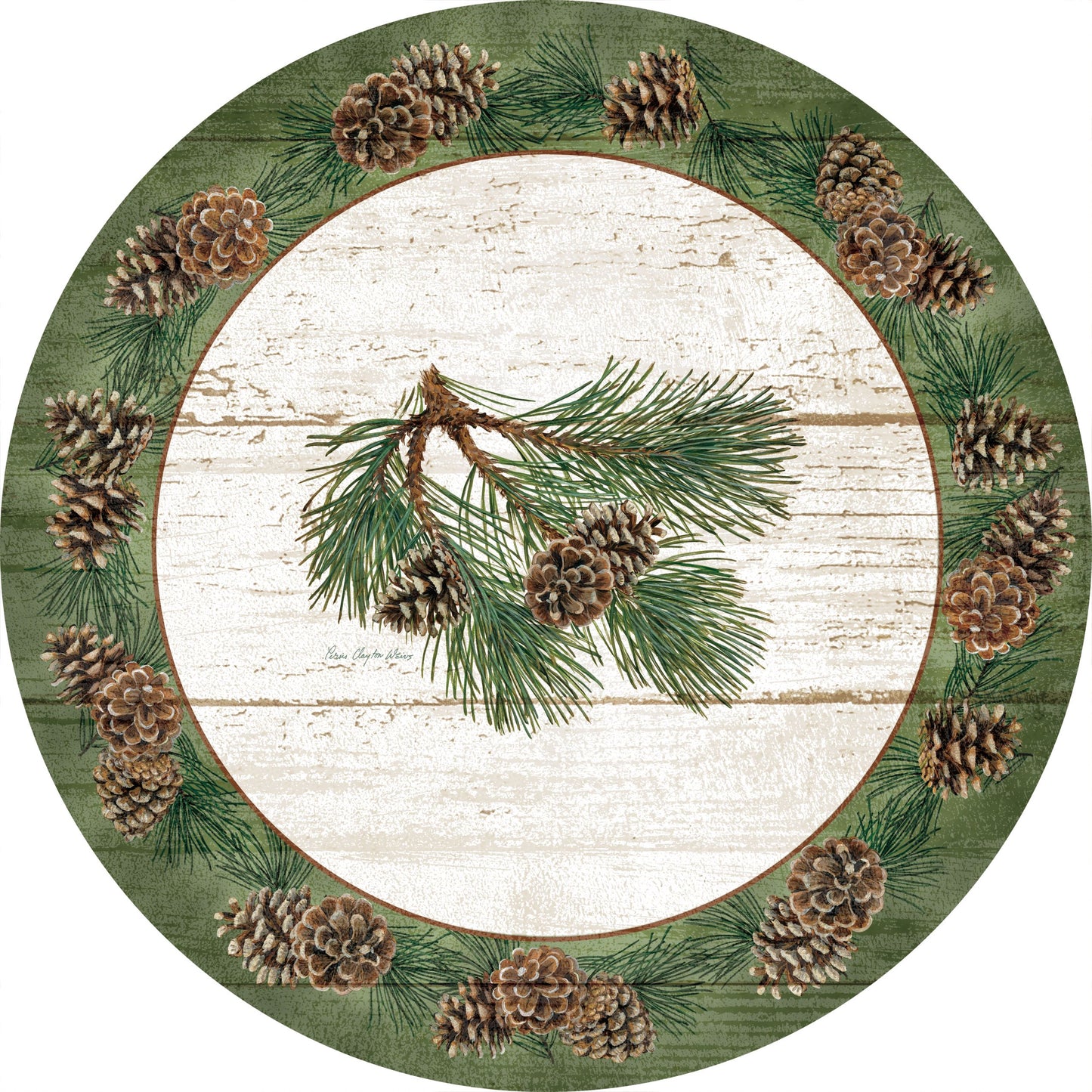Fruits of the Red Pine - 12.5" Round Wood Sign