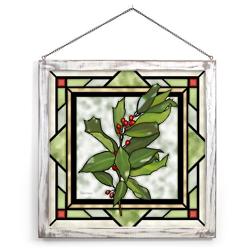 HOLLY BERRIES FRM 20X20 STN GLS