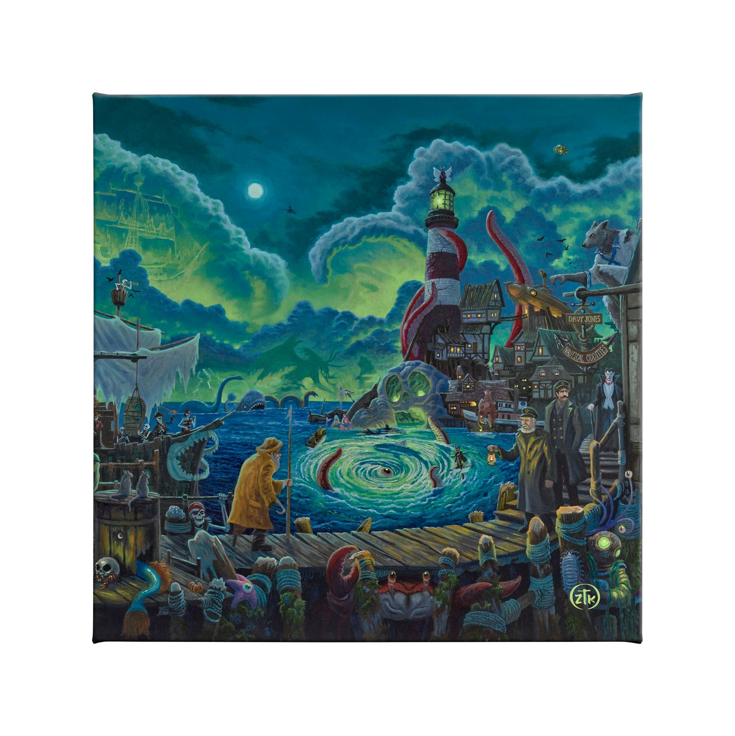 Halloween at Horror Harbor - 14" x 14" Gallery Wrapped Canvas