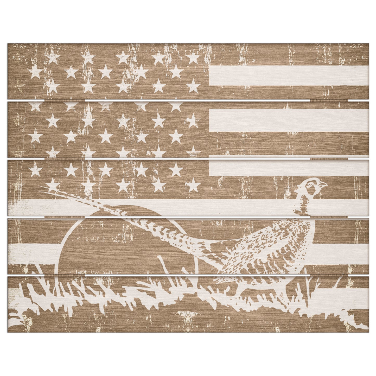 Pheasants Forever American Flag - 18" x 22" Pallet Wall Art