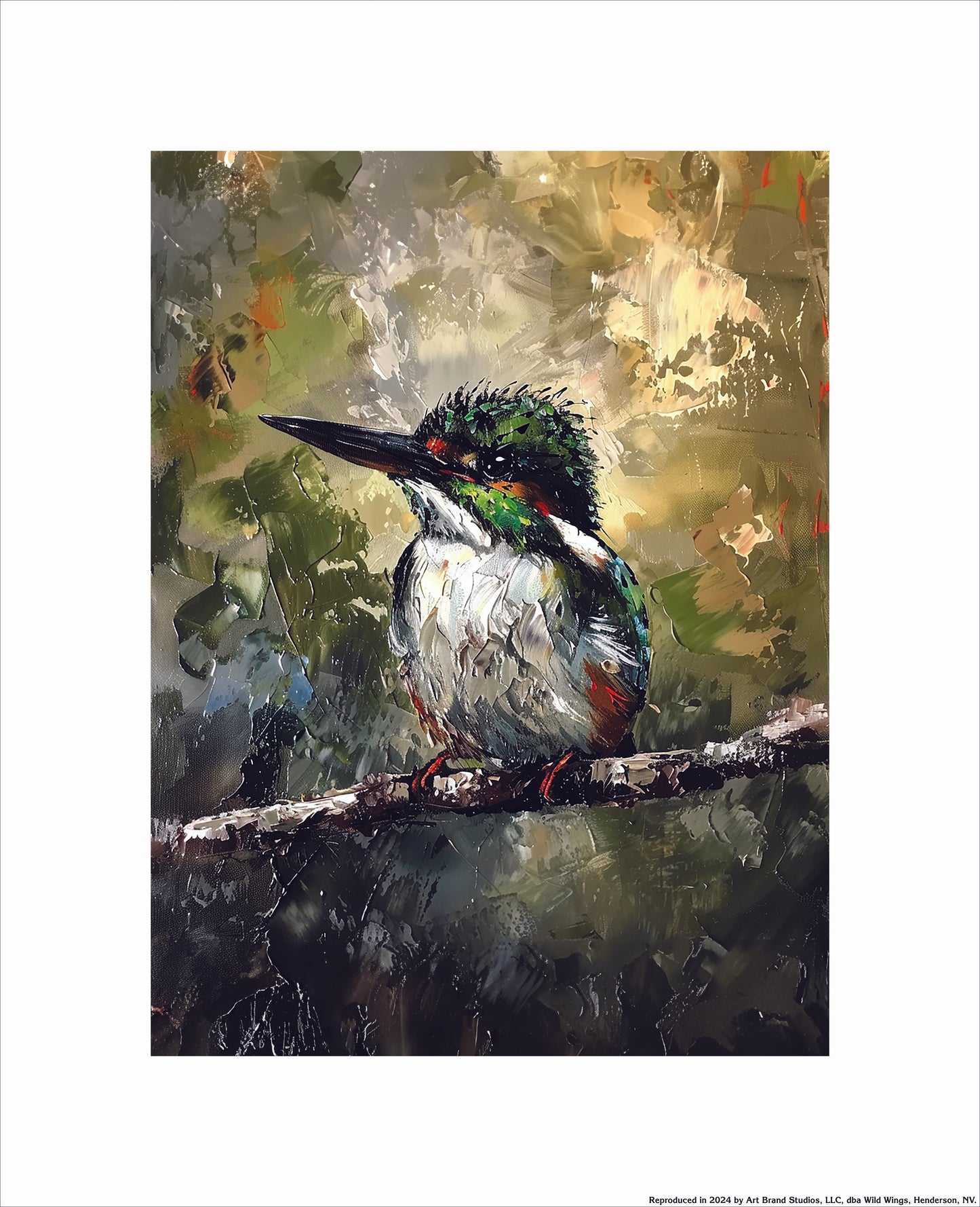 Stoic Perch - Green Kingfisher - Art Prints