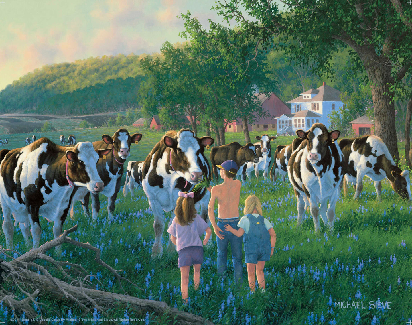 Bossie N Bluebells Cows - Art Prints