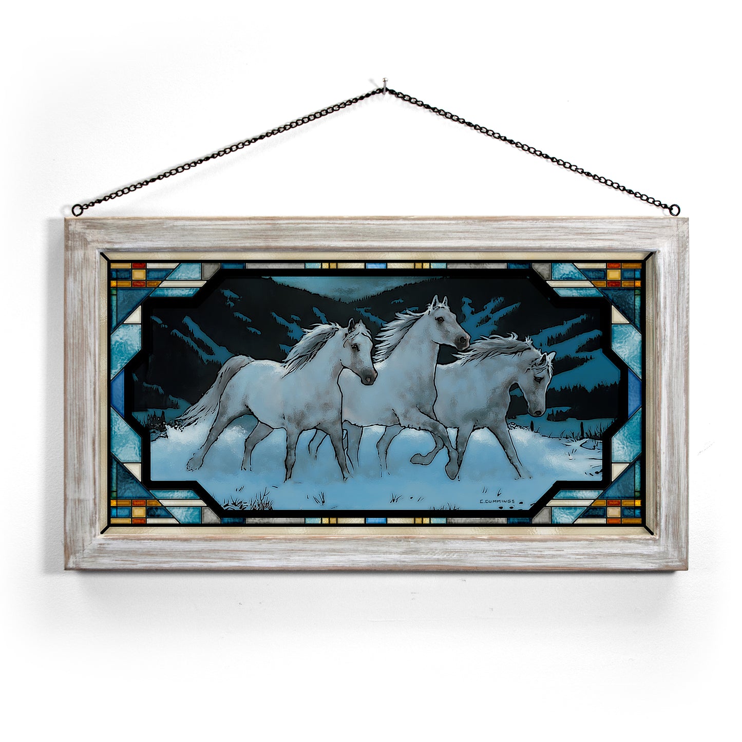 Night Mares - Arabian - 13" x 23" Stained Glass Art