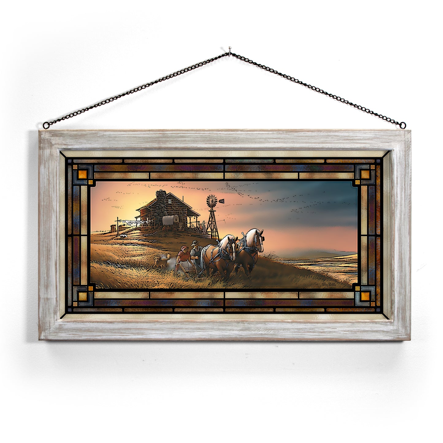 For Amber Waves of Grain - 13" x 23" Stained Glass Art