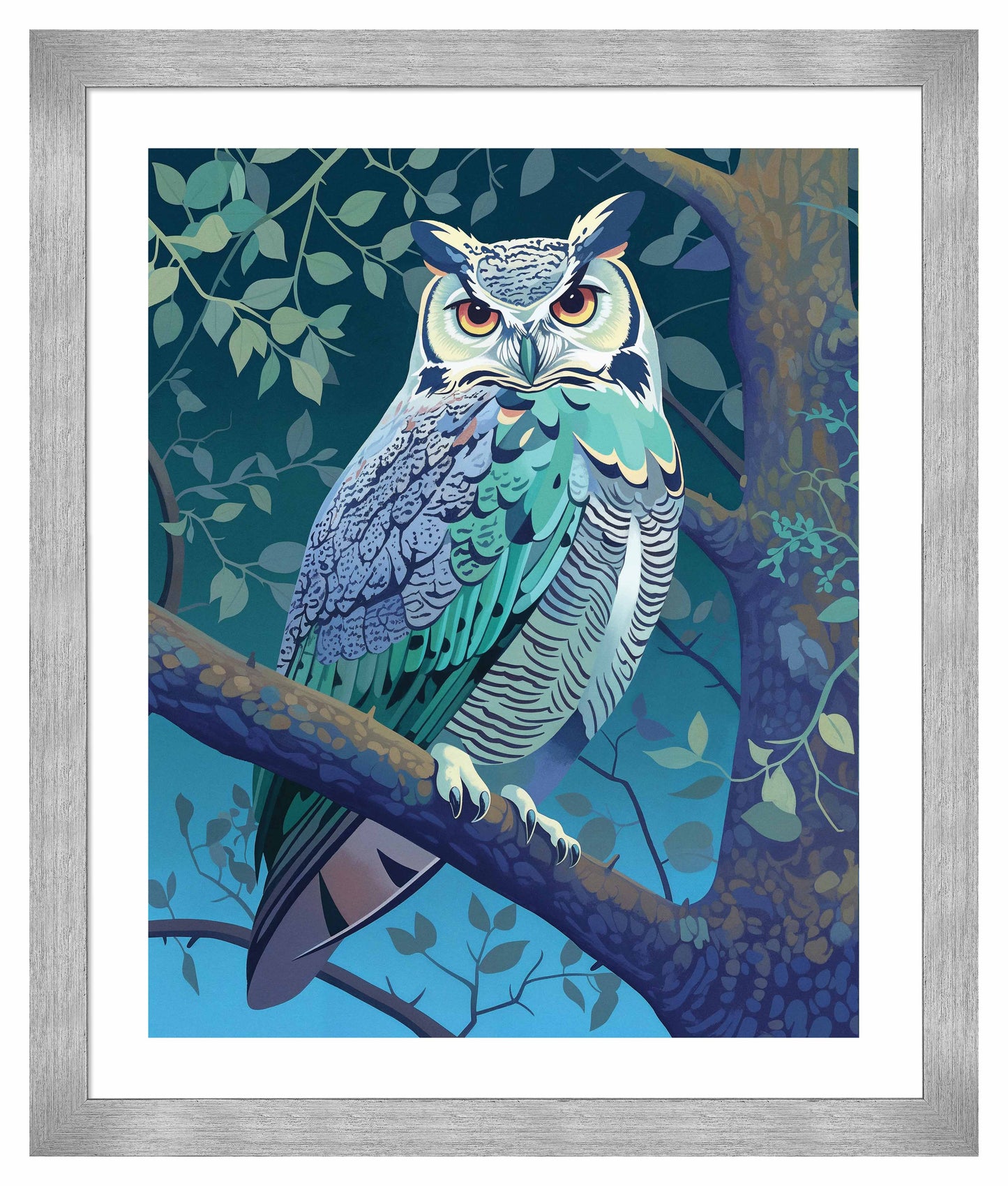 Enchanted Vigil - Owl in Twilight Canopy - Art Prints