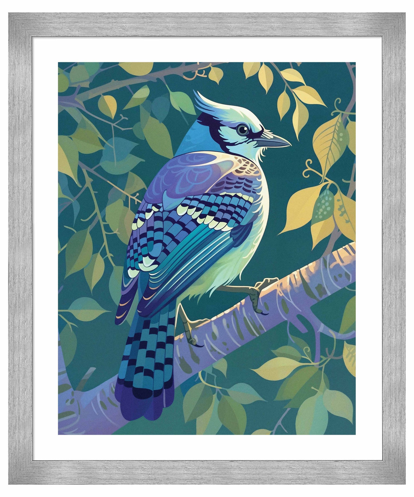 Morning Radiance - Blue Jay in Lush Foliage - Art Prints