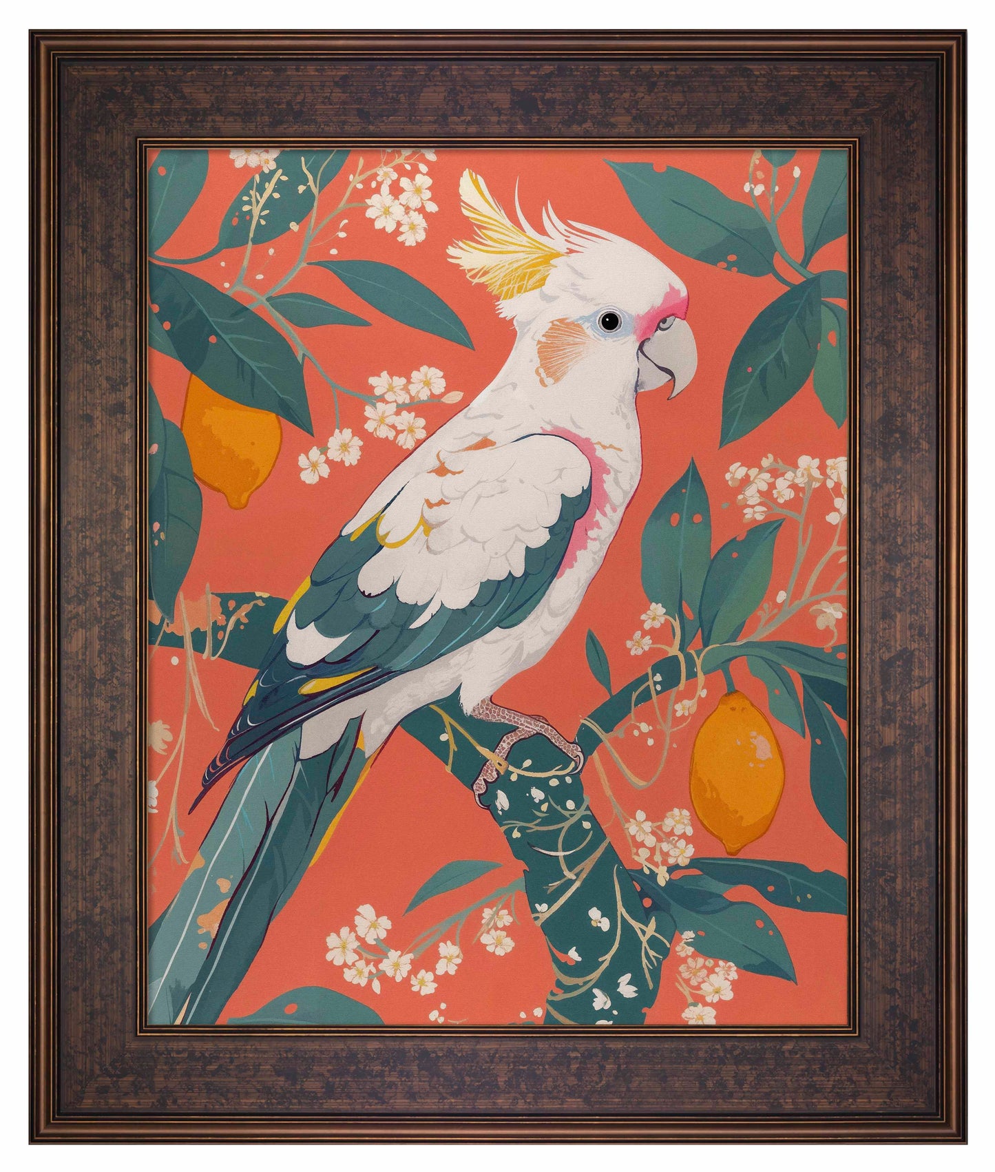 Lemon Grove Serenade - Cockatoo Amidst Citrus Blooms - Limited Edition Canvas