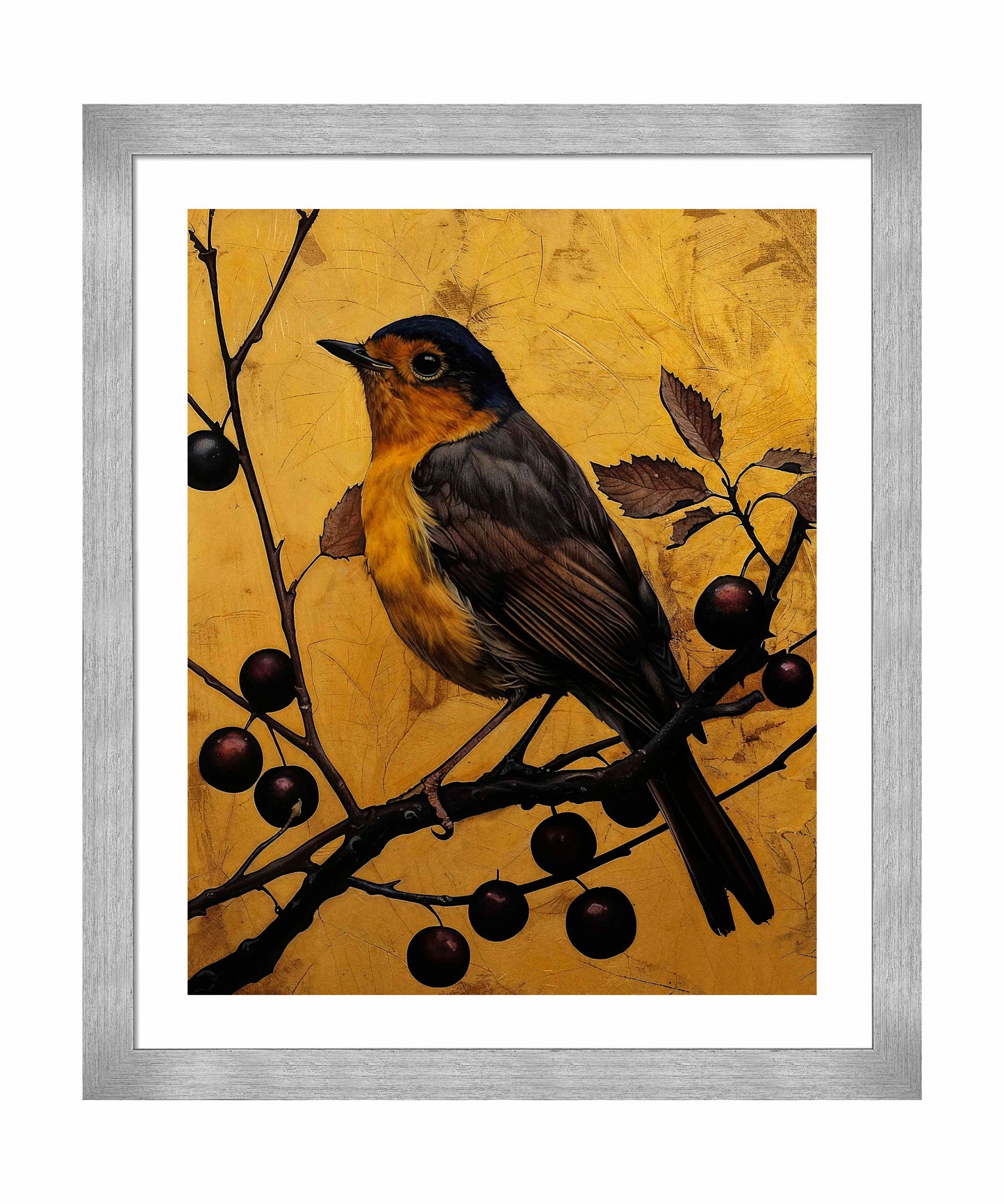 Autumn's Elegance - Robin Among Berries - Art Prints