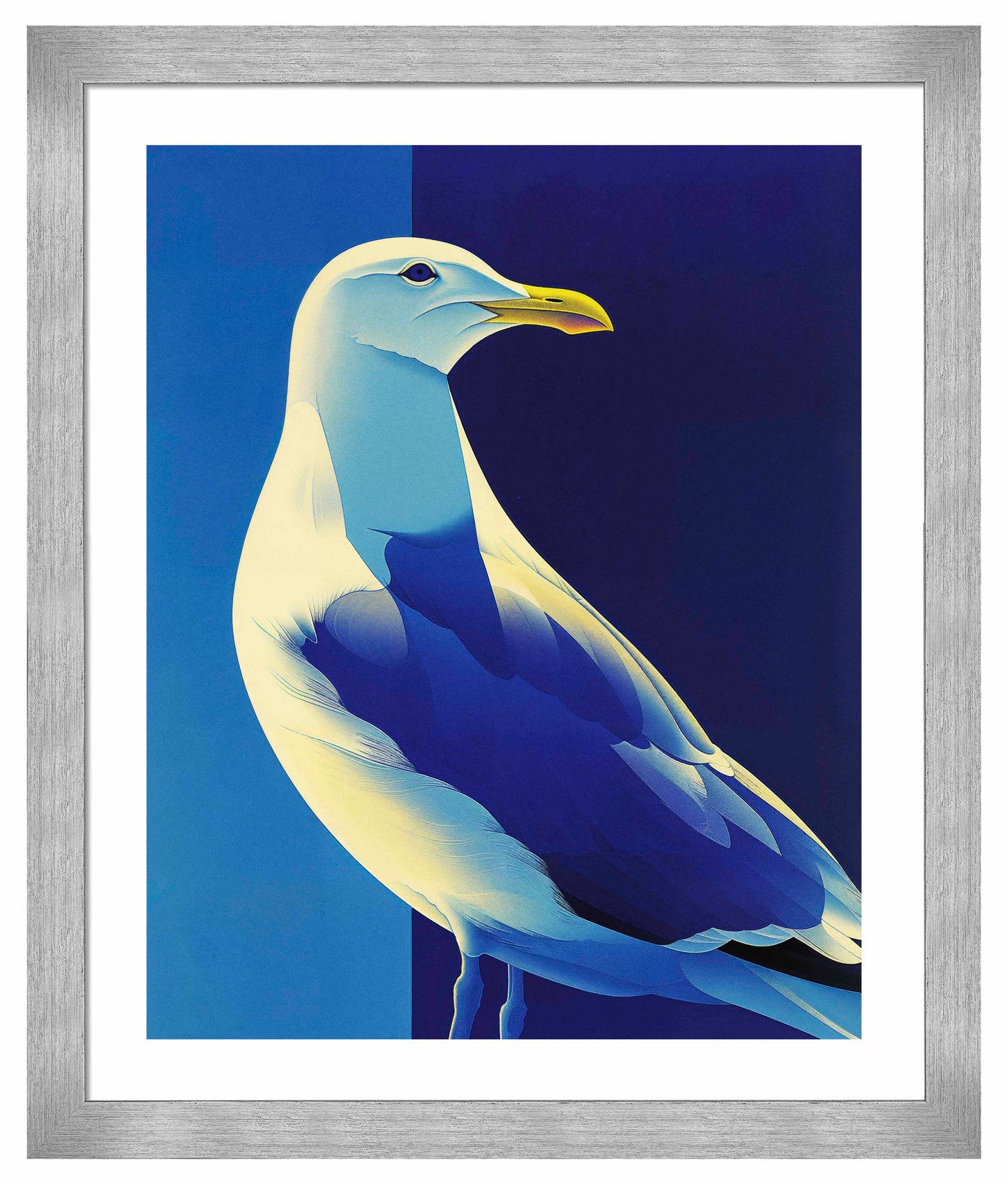 Luminous Sentinel - Seagull in Azure Light - Art Prints
