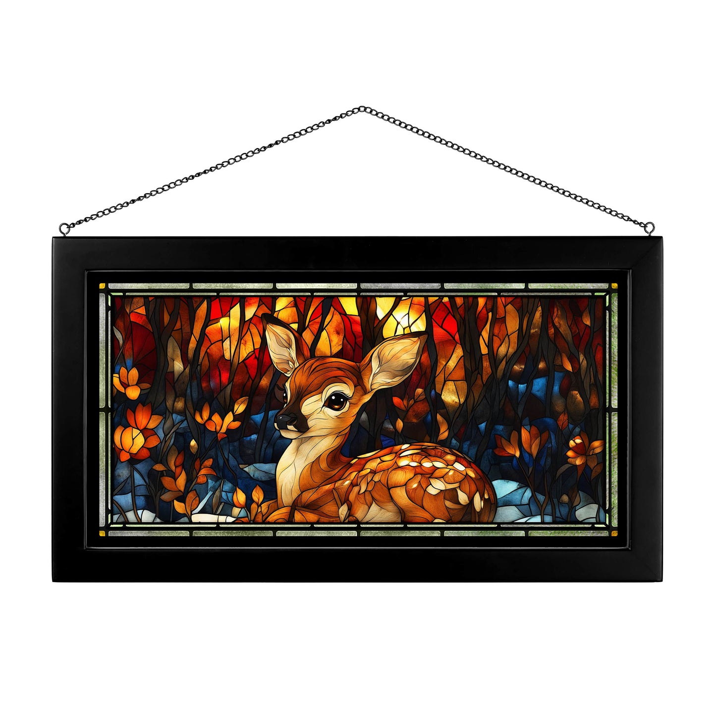 Doe-eyed at Daybreak - 13" x 23" Stained Glass Art