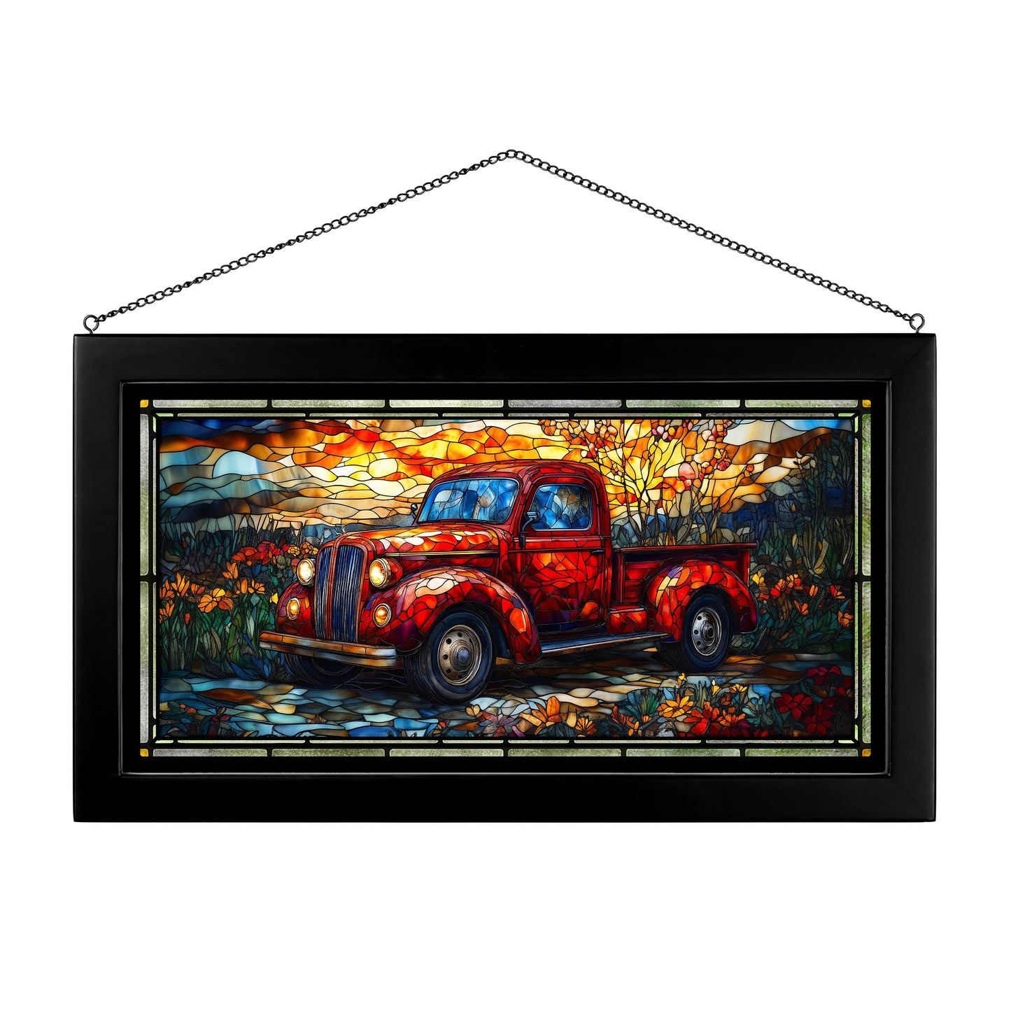 Fading Light, Timeless Ride - 13" x 23" Stained Glass Art