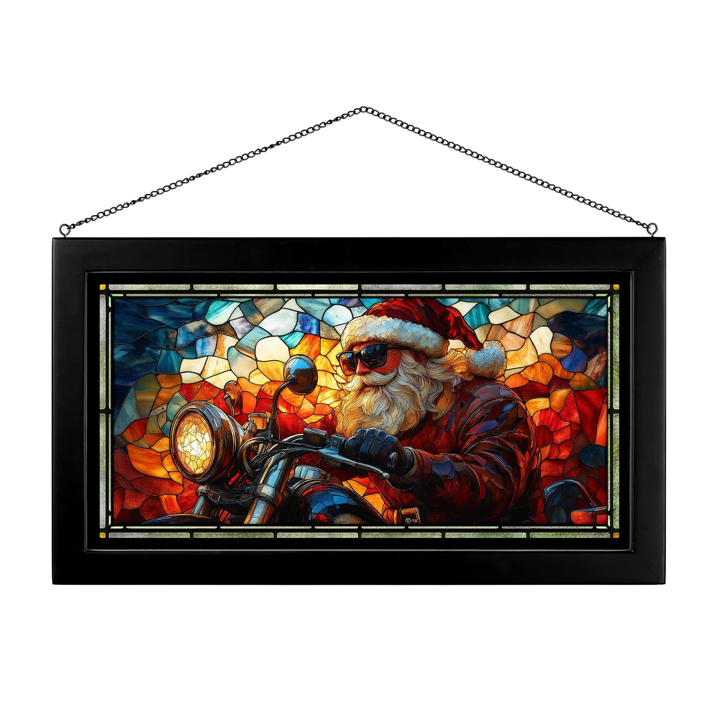 Santa's Iron Sleigh - 13" x 23" Stained Glass Art