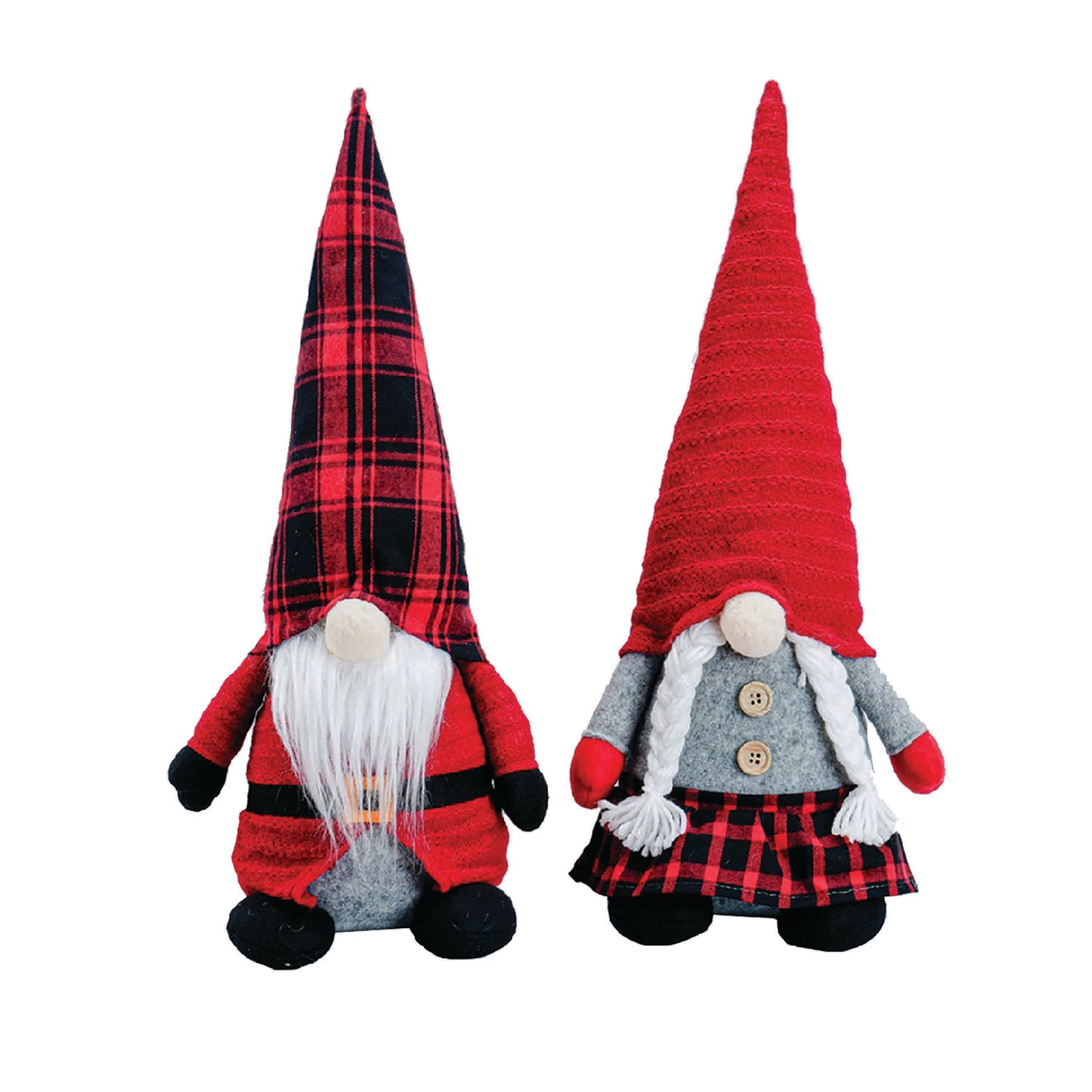 Buffalo Plaid - 13" Gnomes (Set of 2 Assorted)