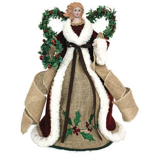 Country Poinsetta Angel - 16" Tree Topper