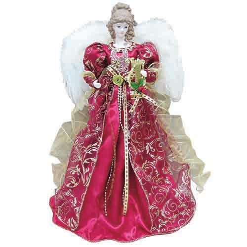angel tree topper with red dress Hand Felted Red Praying Holiday Angel Tree Topper