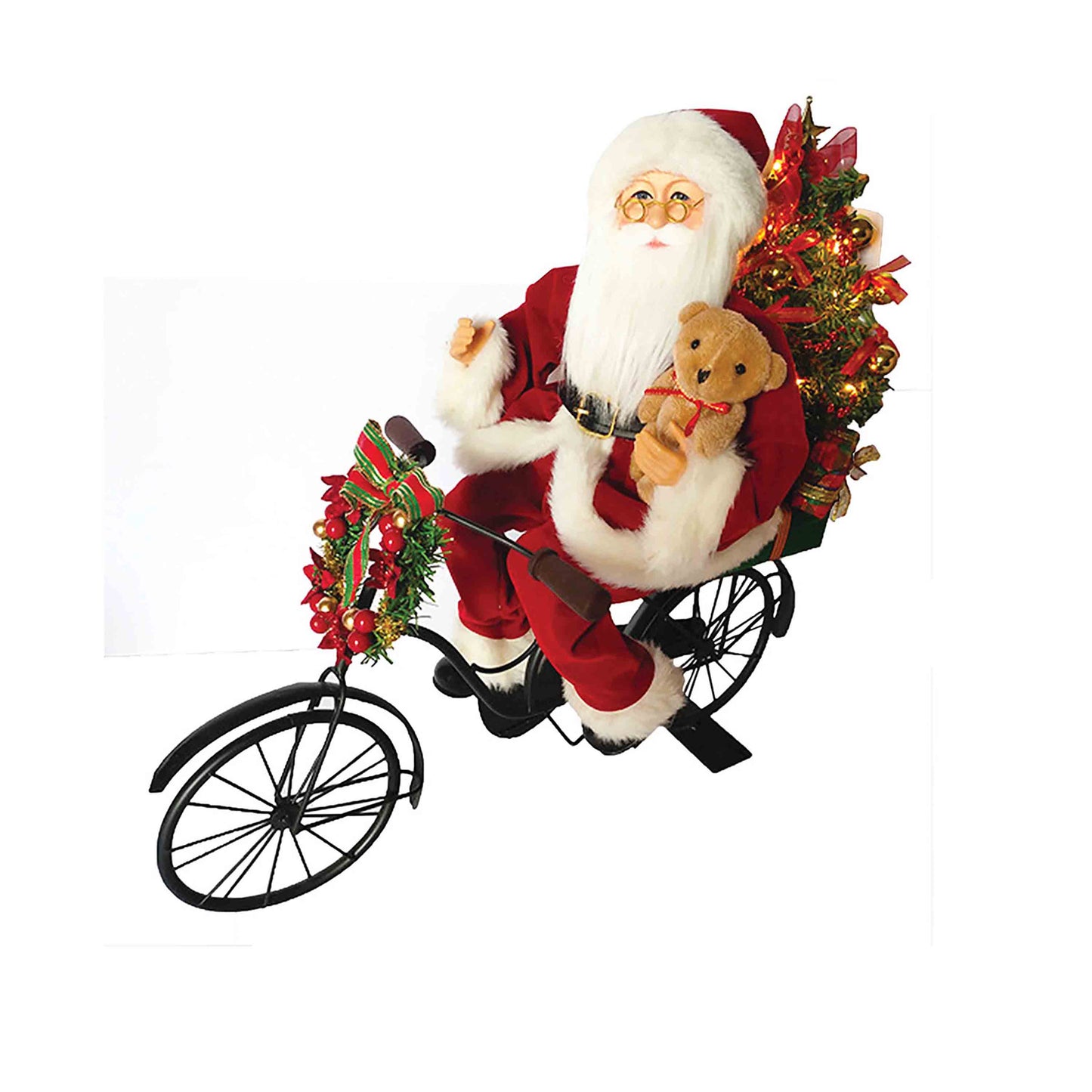 Red Santa On Bike Led - 19" Santa