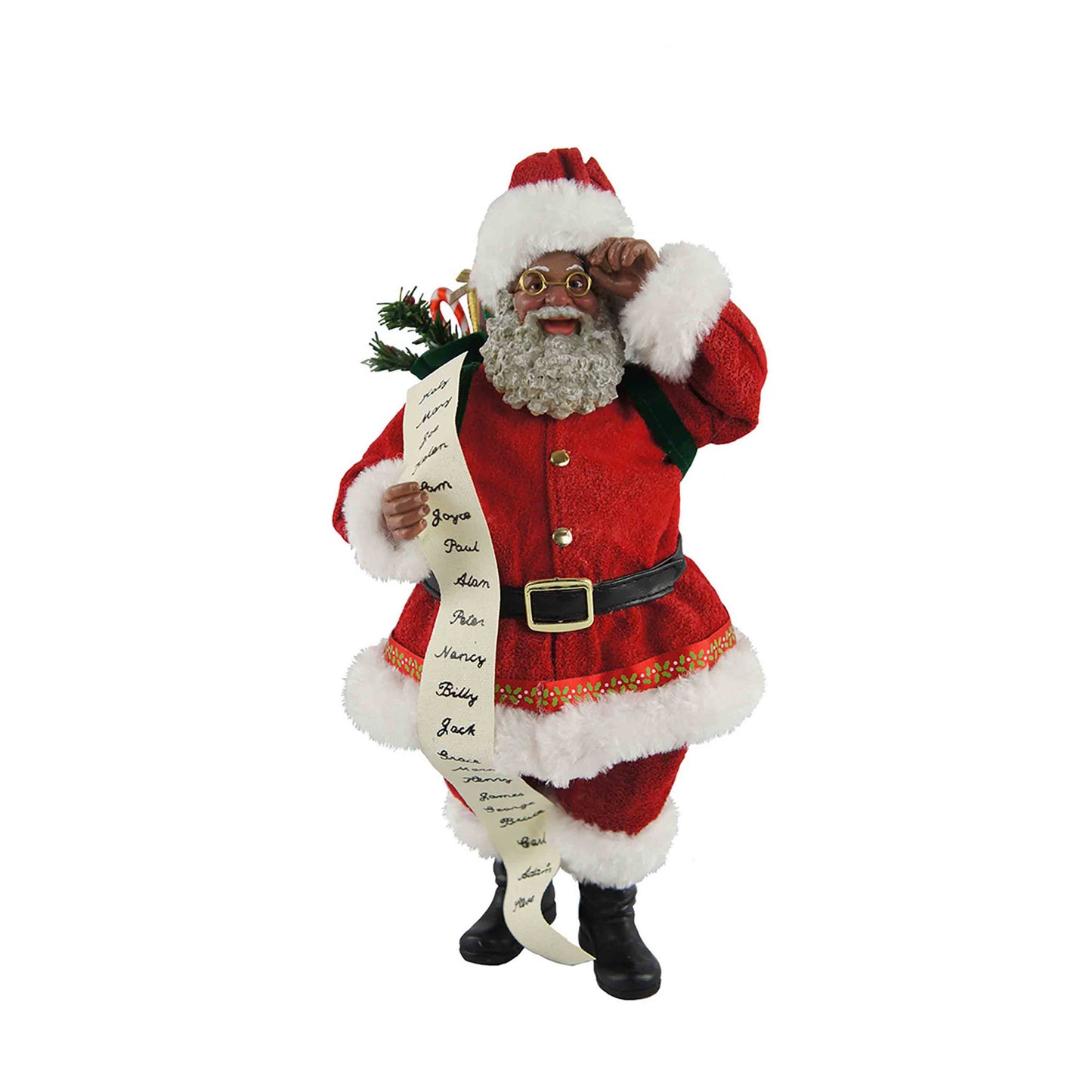 Black Traditional Santa With List - 10" Santa