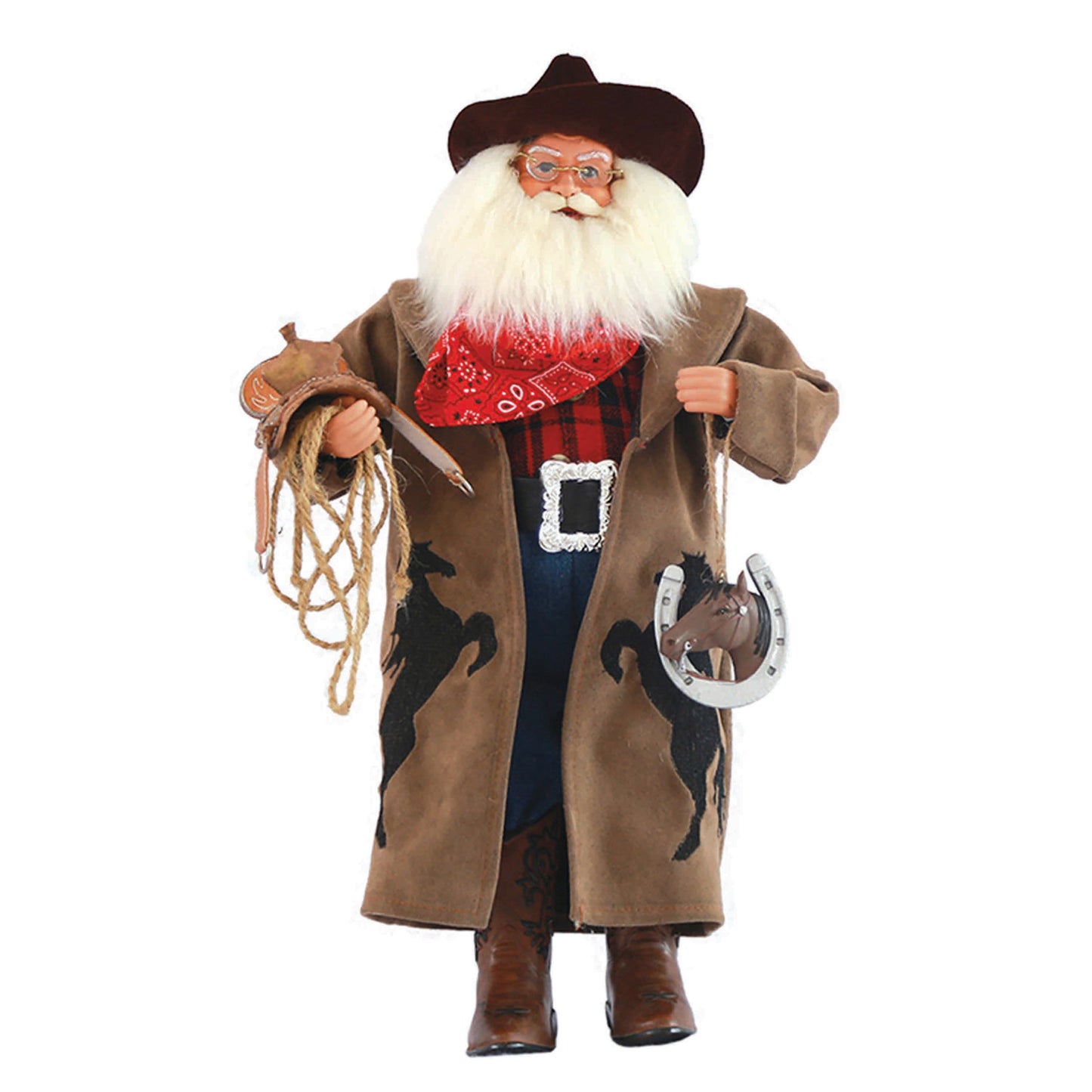 Cowboy Santa With Horseshoe - 18" Santa