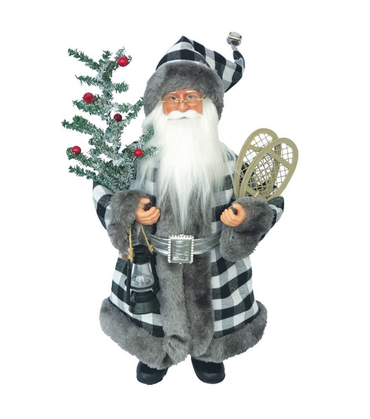 White & Black Plaid - 15" Claus