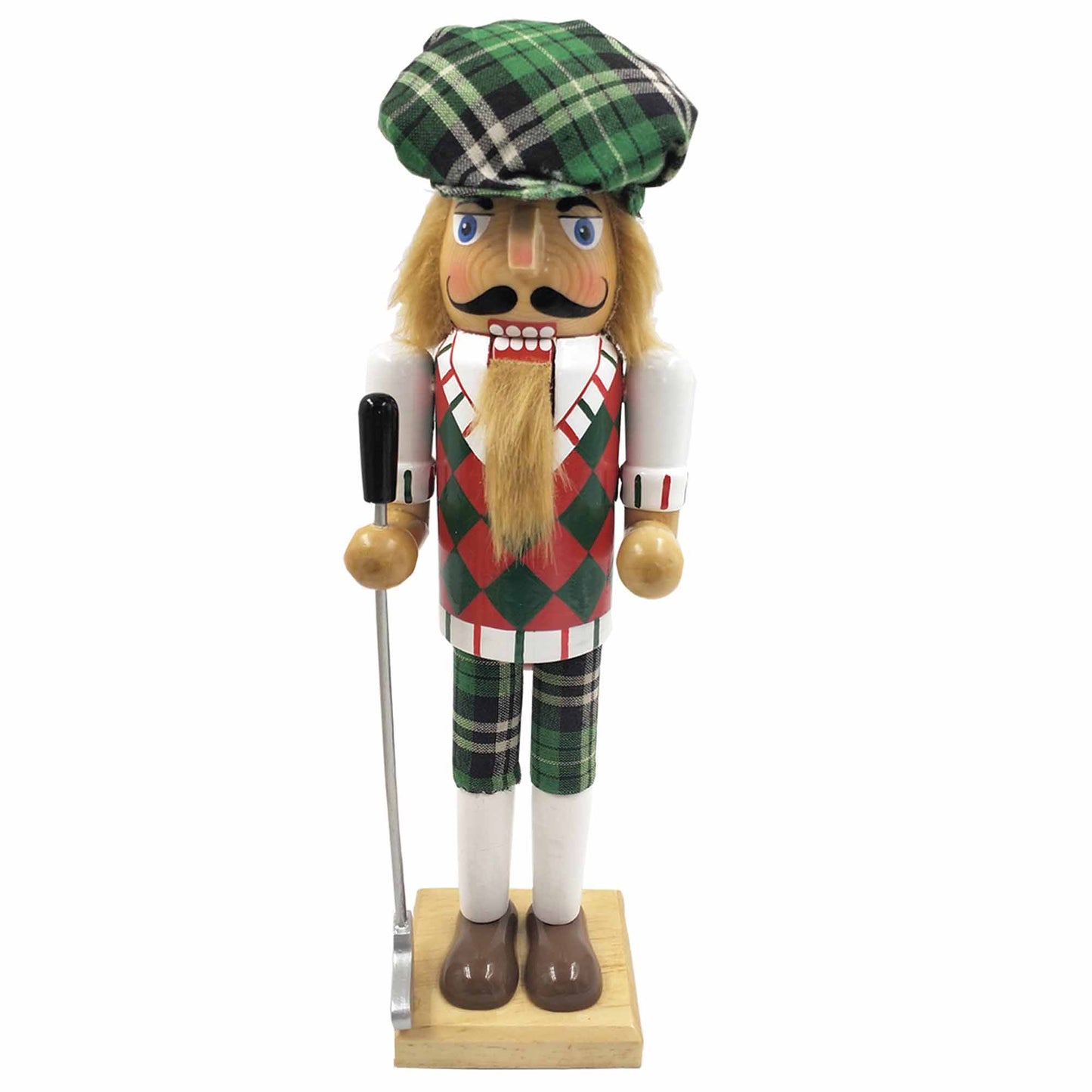 Green Plaid Golfer - 14" Nutcracker