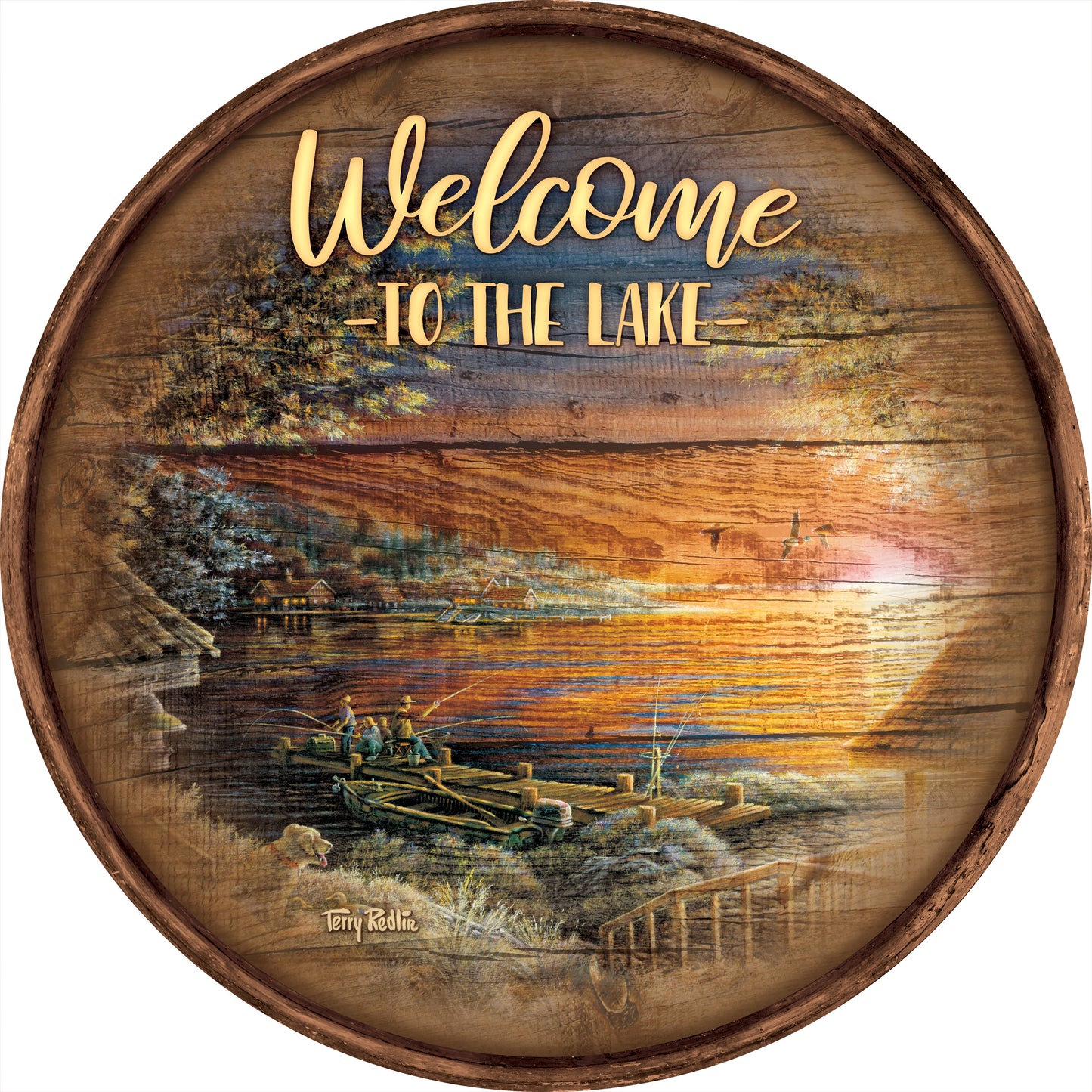 Sunset Retreat - 21" Round Wood Sign