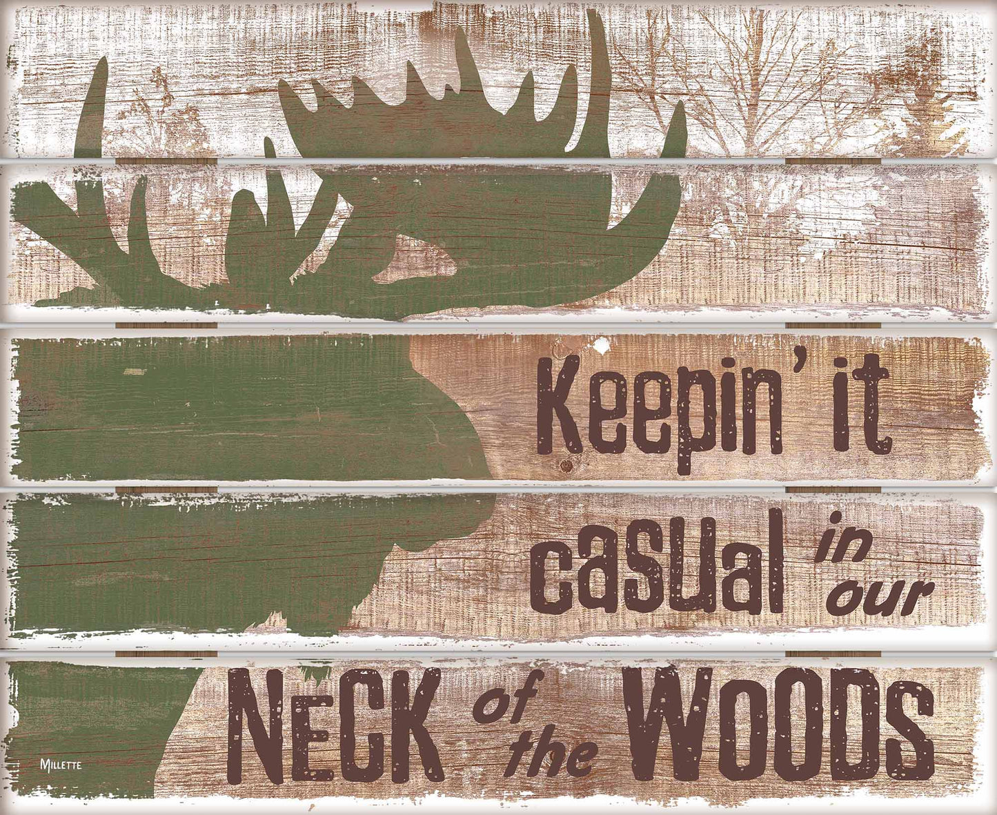 Moose Neck Wood Silh - 18" x 22" Pallet Wall Art