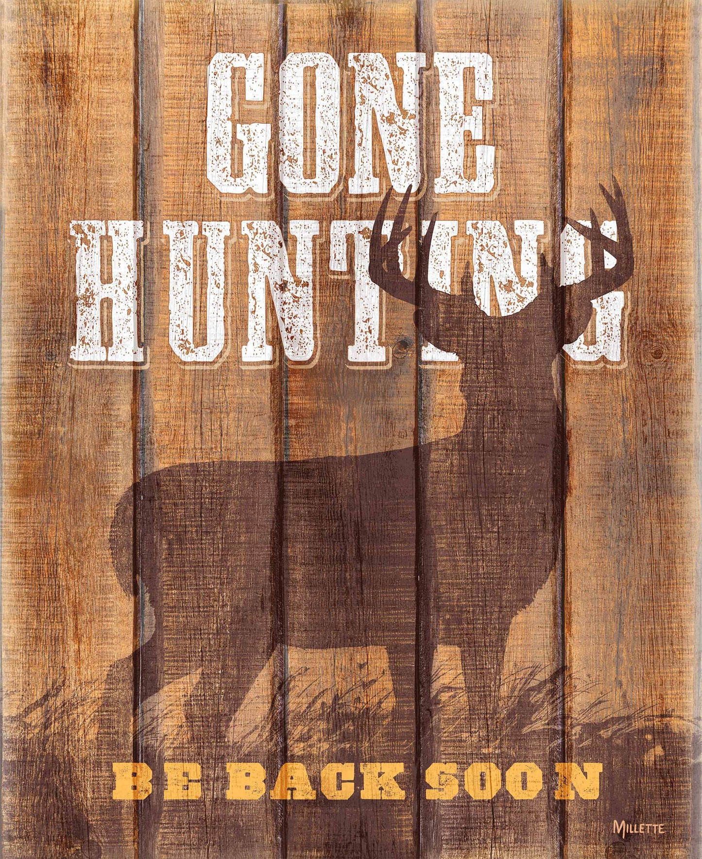 Gone Hunting Whitetail Deer - 18" x 22" Pallet Wall Art