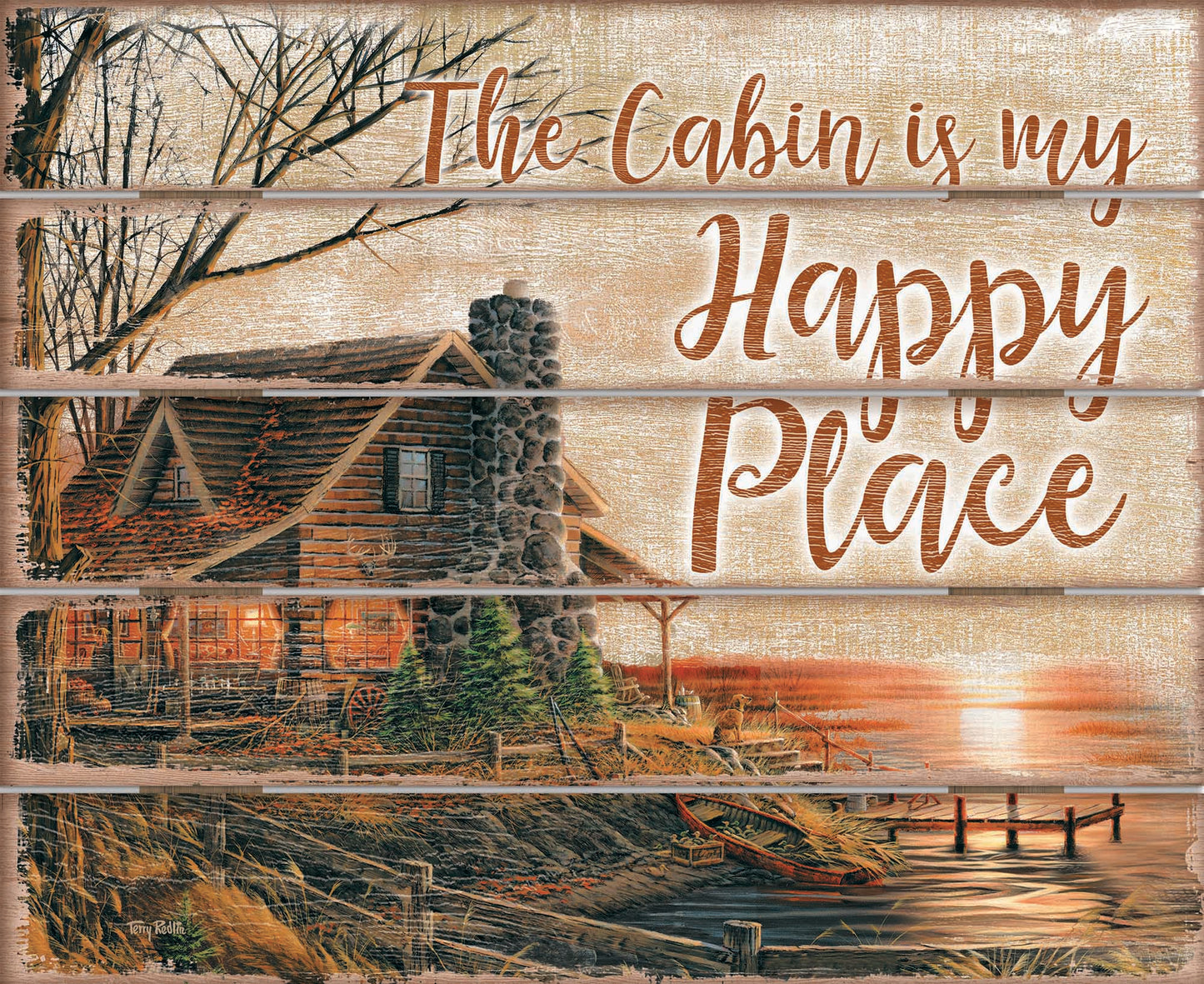 Cabin Happy Place - 18" x 22" Pallet Wall Art