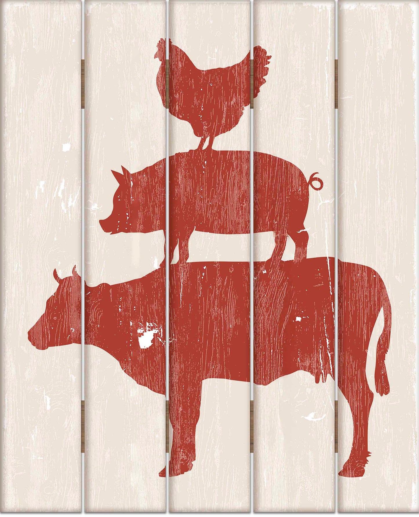 Cow Pig Chicken Silhouette - 18" x 22" Pallet Wall Art