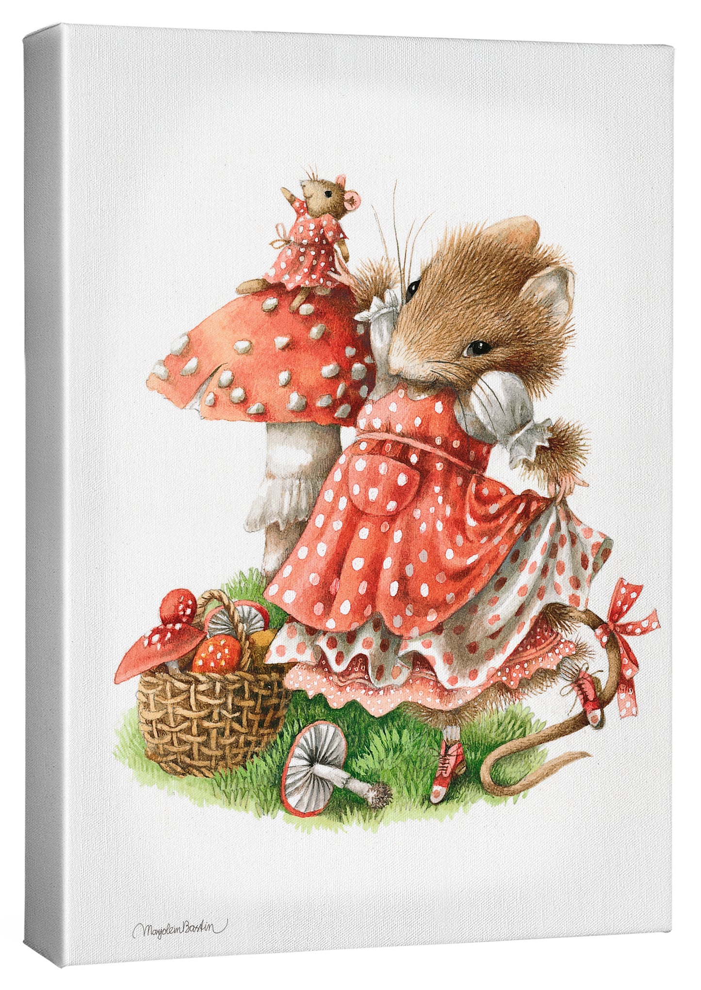 Tiny Foragers in Red - 13" x 18" Gallery Wrapped Canvas