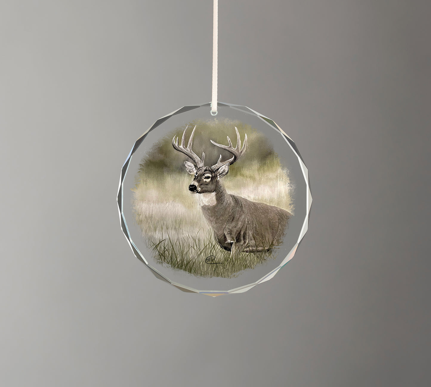 Olive Whitetail Deer - Round Glass Ornament