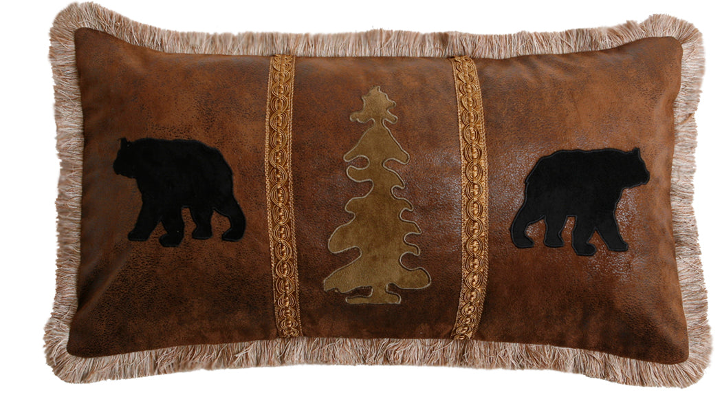 Bear/Tree/Bear Faux Leather - 14" x 26" Pillow