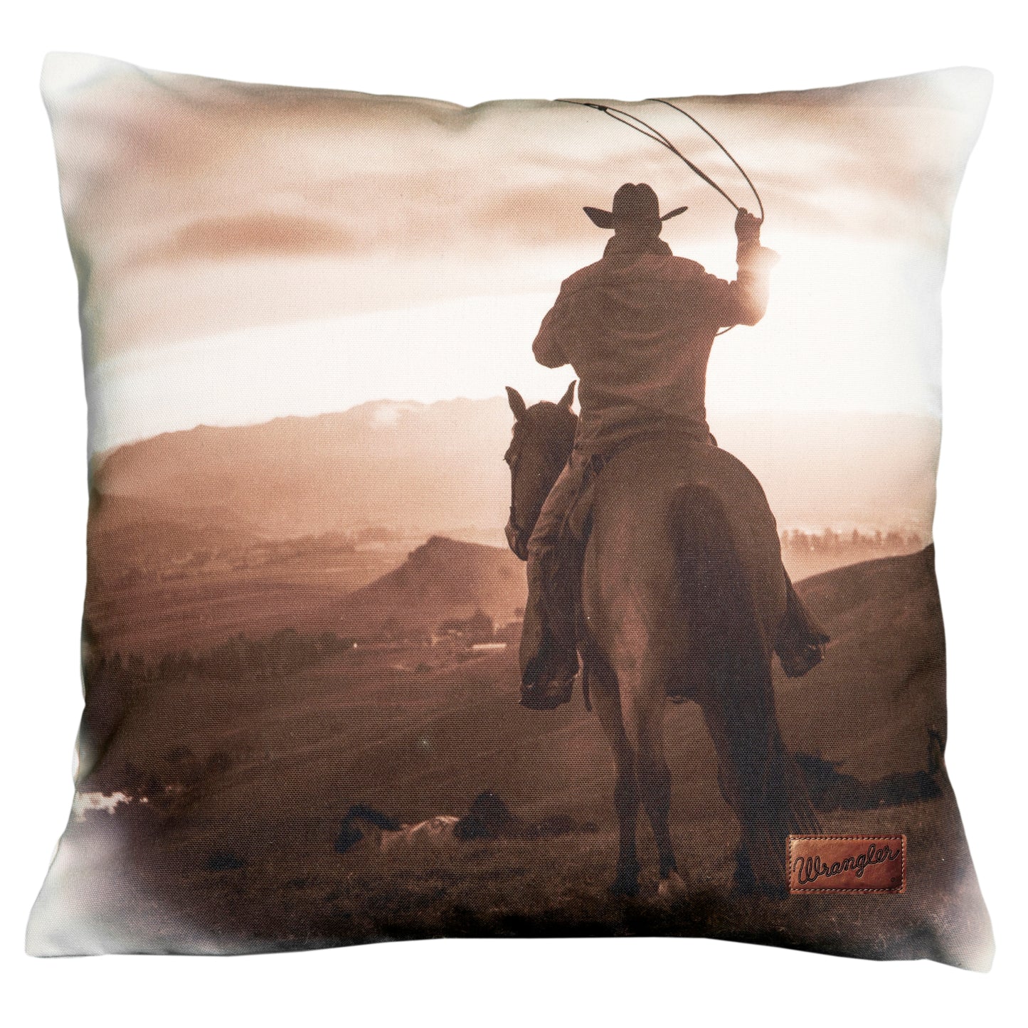 Wrangler Roping Cowboy - 18" x 18" Pillow