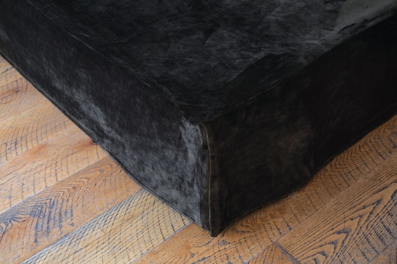 Solid Black Plush Velvet Bed Skirt, Twin