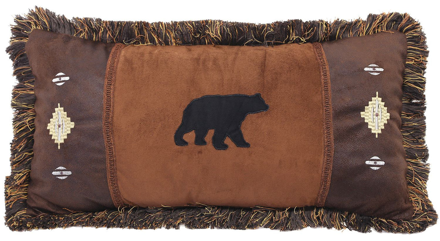 Bear and Diamonds Rustic Cabin Pillow 14" x 26"