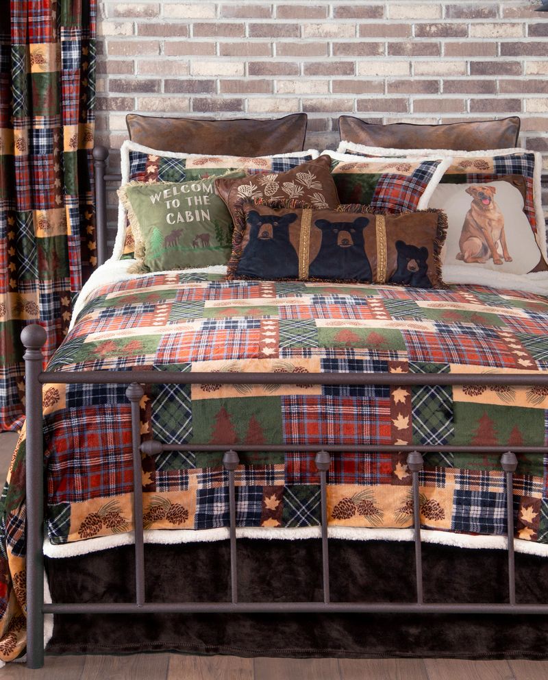 Tree Plaid Plush Sherpa Twin Bedding Set