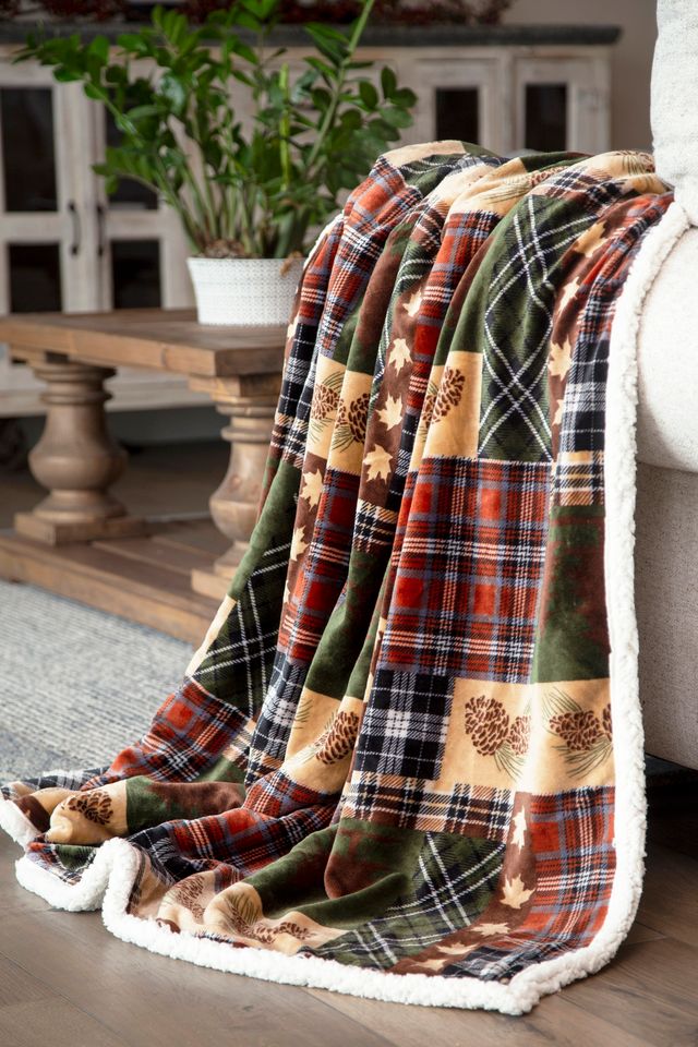 Tree Plaid Plaid Plush Sherpa Throw 54" x 68"