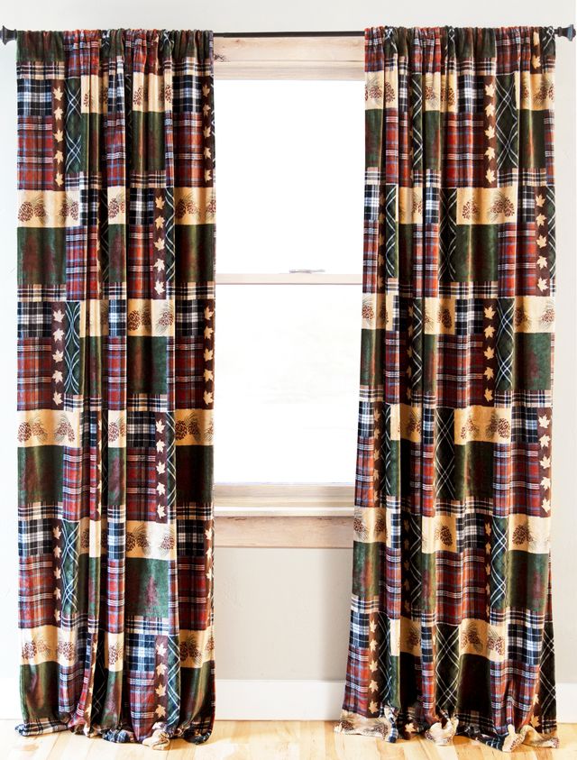 Tree Plaid Plush Sherpa Drape Panels (Set of 2) 54" x 84"