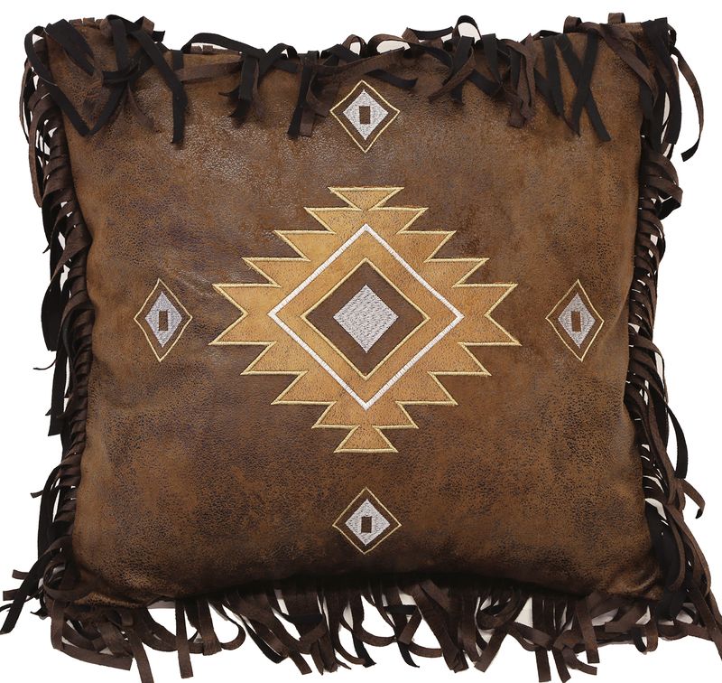 Old West Diamonds Faux Leather Pillow 18" x 18"
