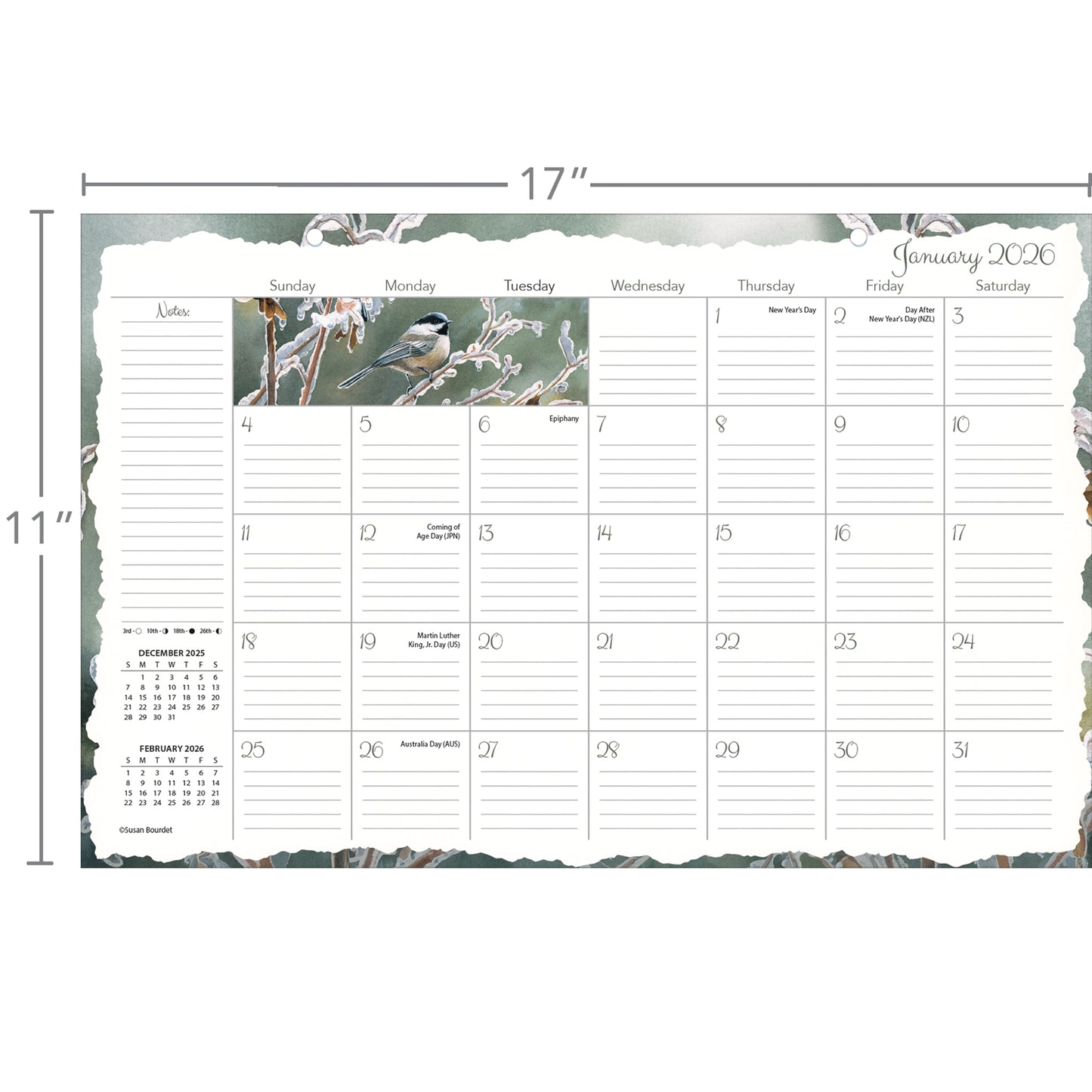 Songbirds™ - 11" x 17" 2026 Desk Pad Calendar