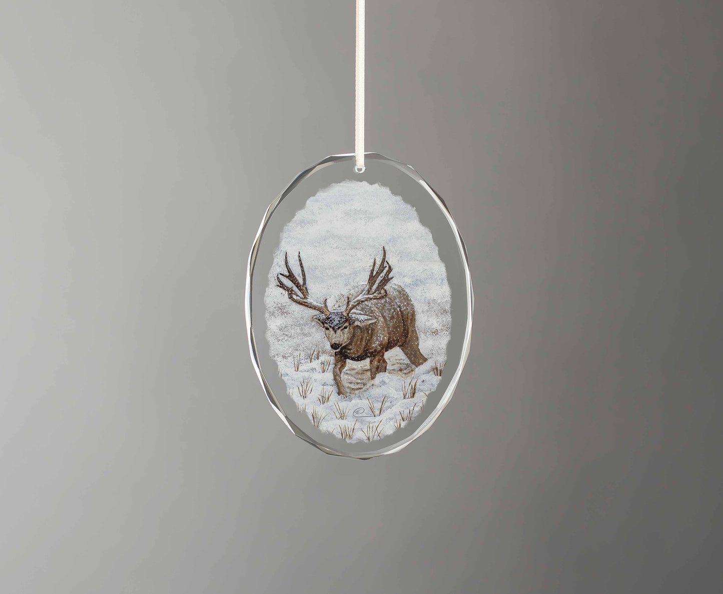 Snow Muley - Oval Glass Ornament