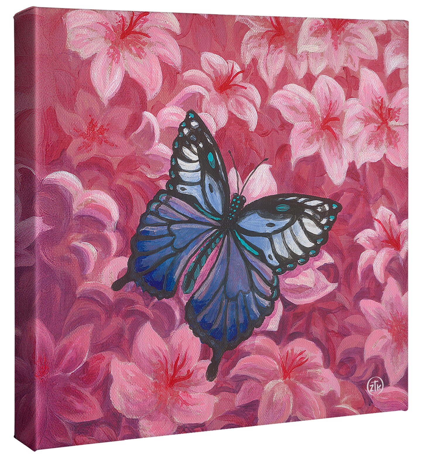 Flower Patch Visitor - 14" x 14" Gallery Wrapped Canvas