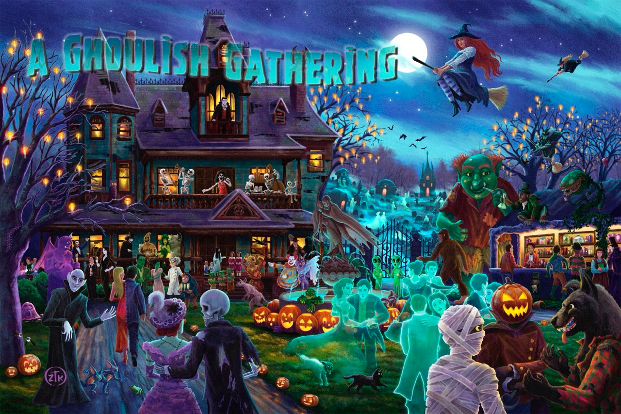 A Ghoulish Gathering - 12" x 18" Wood Sign
